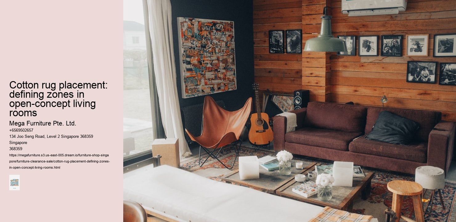 Cotton rug placement: defining zones in open-concept living rooms